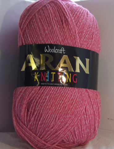 Aran Yarn 25% Wool 400g Balls x2 Pink Marl 823